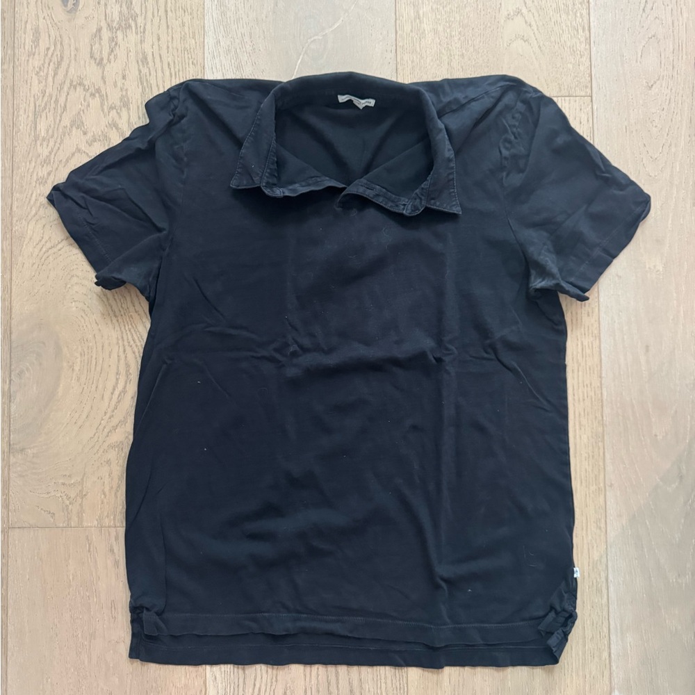 James Perse Men’s Short Sleeve Polo Shirt – Black